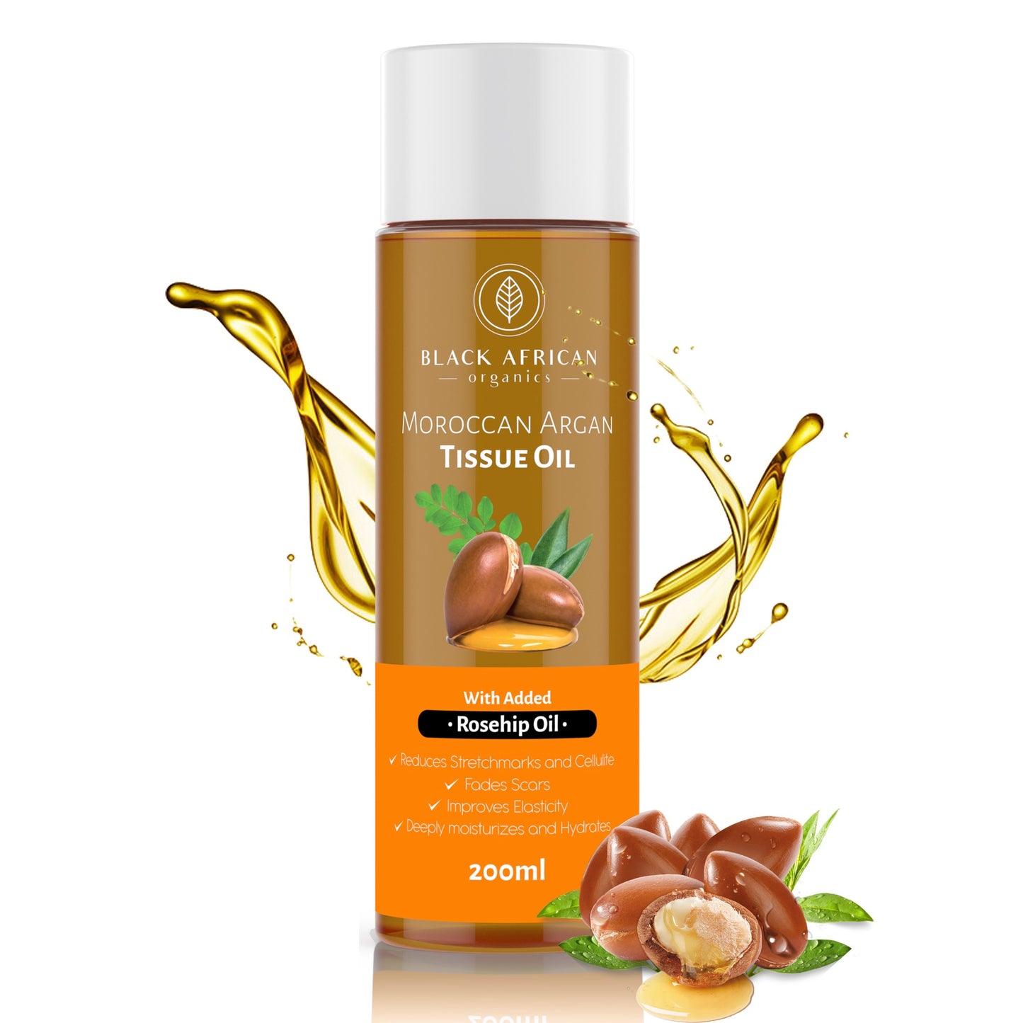 Moroccan Argan, Vitamin E and Rosehip Organic Anti-Stretchmarks Skin Firming and Repair Tissue Oil 200ml